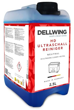 Nettoyant à ultrasons Dellwing HD 2,5 l, concentré de nettoyage neutre pour bijoux, pièces de monnaie, or, fabriqué en Allemagne