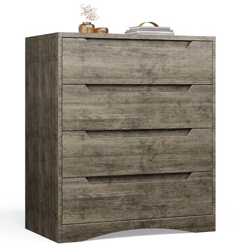 Bealife Kommode, 4-Schubladen-Kommode fürs Schlafzimmer, Sideboard-Schubladenschrank, Weißer Schubladenschrank für Wohnzimmer, Büro, Schlafzimmer, 71 x 41 x 82 cm