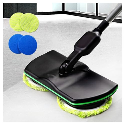 Lucidatrice Pavimenti Elettrica Senza Fili,Mocio Rotante Ricaricabile con 4 Panni Microfibra,180° Girevole,50 Min Autonomia per Parquet Marmo
