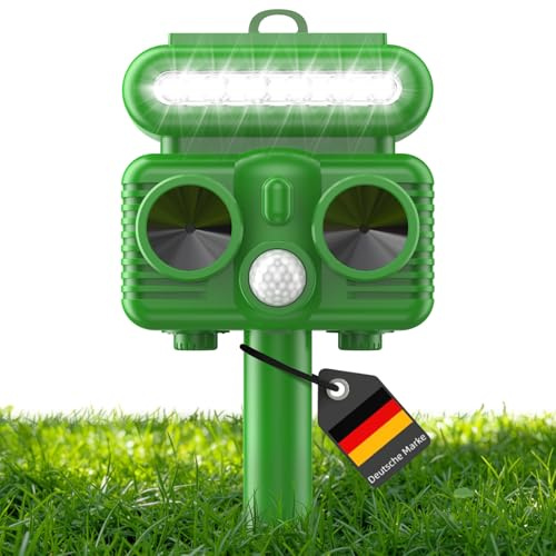 Katzenschreck, Maulwurf Vertreiber, Ultraschall Tiervertreiber, Solar Katzenabwehr für Garten, Abwehr Wasserdicht mit Bewegungsmelder, Stoppen von Katzen, Ratten, Vögel, und Andere