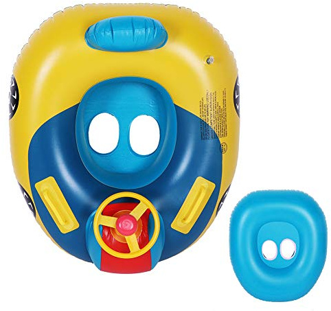 Omquot Uppblåsbar badring för baby och småbarn, med ratt för skoj på stranden, lämplig för barn 10 cm bendiameter, storlek 31,5 x 27,56 tum