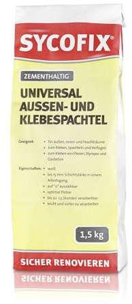 SYCOFIX Universal Außen- und Klebespachtel 1,5 kg (für innen und außen, verwendbar in Feuchräumen, optimal filzbar)