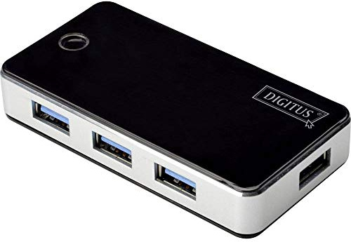 DIGITUS USB-Hub - 4 Ports - Super-Speed USB 3.0 - 5 GBit/s - Plug&Play - Anschluss-Kabel 66 cm - Schwarz