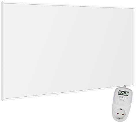 VIESTA F780 Heizpaneel infrarot Infrarotheizung Wandheizung elektrisch, ultraflache Heizplatte, Carbon Crystal, 780W, Weiß + Thermostat TH12