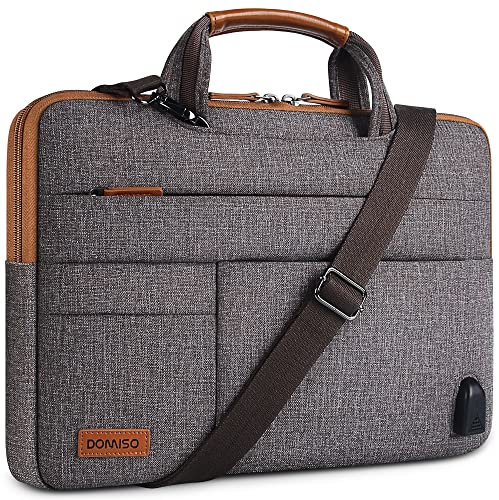 DOMISO 10,1-10,5 Pouces Imperméable Housse de Protection Ordinateur Portable avec Port de Chargeur USB Externe Sacoche Bandoulière pour Tablette/Netbook / 9.7 iPad Pro/Samsung Galaxy Tab, Brun
