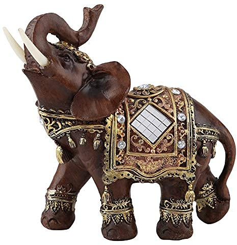 1pc Glück Reichtum Elefant Statue Skulptur Feng Shui Holzmaserung Home Desktop Dekoration (Large)