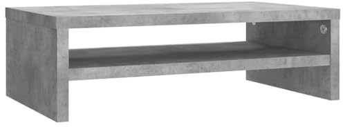vidaXL Concrete Grey Monitor Stand in Engineered Wood - Modern TV Cabinet or Riser with Storage Shelf, Ideal for Bedroom or Office Use