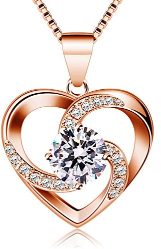 B.Catcher Collar Mujer, Colgante de Corazón de Plata 925, Circonita Cúbica Love 5A, para Mamá Esposa Novia Mujer, Regalo dia de la Madre, Día de San Valentín, Cumpleaños, Navidad, Aniversario, 45cm