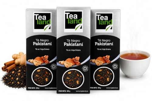 Tealand Té Negro Pakistaní a Granel en Hoja Suelta con Canela y Jengibre, Té Negro de Aroma Intenso y Especiado, Pack de 3 x 100 g, 300 g