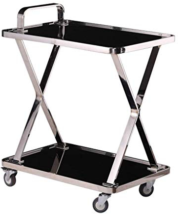SGSG Beauty Trolley Barwagen Outdoor Hostess Küche Getränke Servierwagen Weinregal mit Rädern，Metall und gehärtetes Glas，Silber