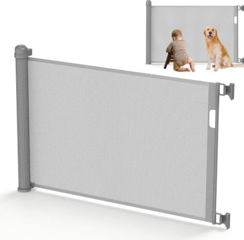 UISEBRT Türschutzgitter Ausziehbar 0-180cm, Treppenschutzgitter für Baby und Pelztiere, Kinder Schutzgitter für Innen- und Außenbereich, Grau
