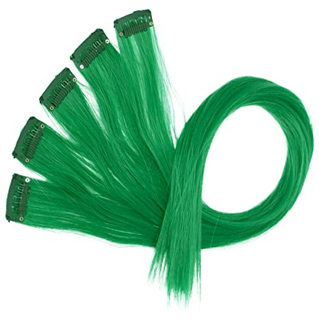 CAISHA 60cm 5 Parti Colorato Ciocca Meches Clip In Extension Extension Per Capelli Lisci Capelli Lunghi Parrucchino Verde BST128