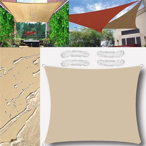 Sonnensegel Wasserdicht Rechteckig 3x3.5m Sonnensegel Balkon Sonnenschutz 95% UV Schutz Windschutz für Balkon Garten,mit Ösen und Befestigungsseile Beige
