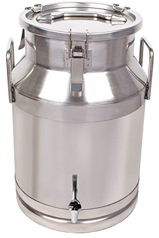 Beeketal 'BMK-30A' Milchkanne Transportkanne 30 Liter aus Edelstahl mit Ablasshahn, auslaufsicherer Deckel mit Dichtung und Spannverschluss - Molkerei Milch Kanne zum Transport oder zur Aufbewahrung