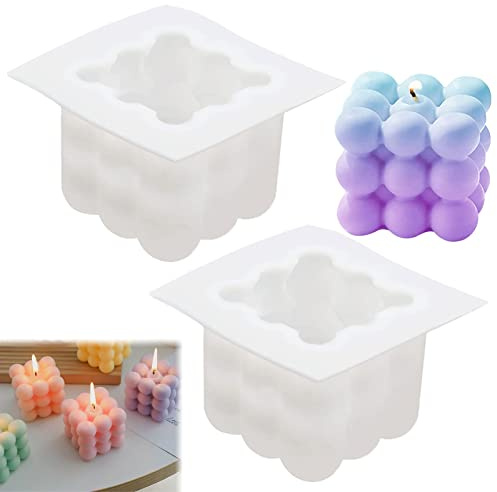 2 stampi per candele in silicone, 3D per candele, stampi in silicone fai da te, candele a forma di cubo, silicone per la produzione di candele, candela profumata, sapone fatto a mano