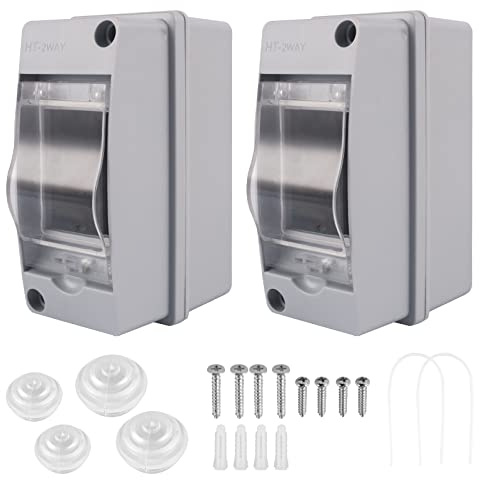 Bubuny 2 Scatole di Distribuzione a Parete, IP65, Impermeabile, con Porta, 1 Fila per 2 Moduli, Adatto per Giardino, Esterni, Colonne di Carico, Fattorie, Ambienti Umidi