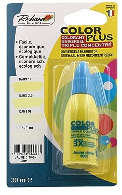 Générique Colorant Universel TRIPLE CONCENTRE Pour peinture jusqu'a 10 Litres - 30ml – Made in France - JAUNE CITRON - 2001