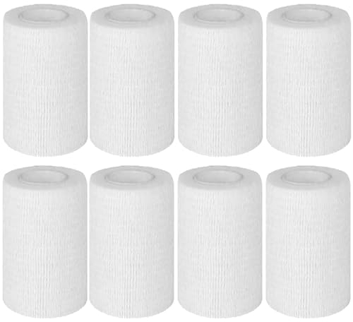 Selbstklebender Verband, 8 Rollen x 7,5cm x 4,5m Pflaster Rolle Verbandsmaterial, Elastische Binde Bandage Fixierbinde Haftbandage Selbstklebend