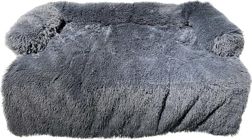 Feandrea FluffyHug Hundebett Plüsch, Hundedecke Sofa, Sofaschutz Hund, Hundekissen, Größe XXL, für große Hunde, 122 x 95 x 18 cm, dunkelgrau PGW224G02