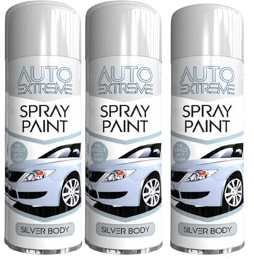 PNJB All Purpose Spray Paint, Perfect Finish, Long Lasting Adhesion, Fast Drying Solution, Smooth Finishing, All Purpose Silver Body Gloss, 250 ML (3PCS)