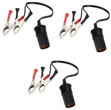 JECOMPRIS 3pcs Car Battery Terminal Clip Dc Lighter Socket Adapter Auto Battery Clip Pliers Cable Gauge Wire for Appliances Vehicle Accessories