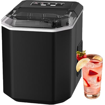 Kindevieft Macchina per Il Ghiaccio, Macchina per Il Ghiaccio da Banco per La Casa, 9 Ghiaccio in 6 Minuti, Macchina per Il Ghiaccio da 1,3 Litri con Funzione Autopulente, per Ufficio/Bar/Feste,Black