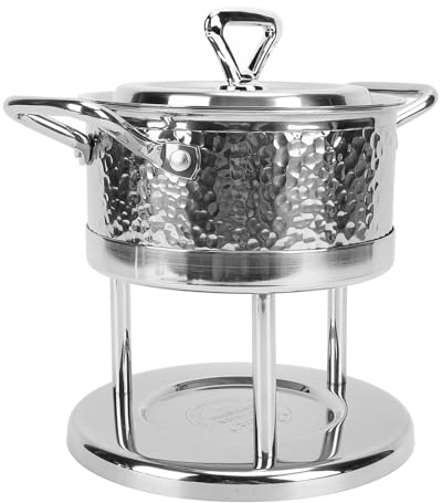 Poêle à Feu Unique, Acier Inoxydable 304 Poêle Chauffe-Plats Individuel Réchauffeur de Nourriture pour Fondue Cuiseur à Nouilles avec Couvercle, Pot de Nourriture Poêle à Fondue