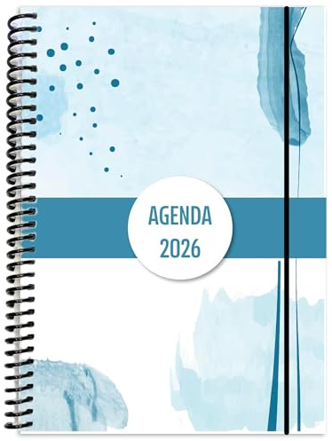 Agenda 2026 Día Por Página Formato A5 320 Páginas Diseño Moderno Profesional Espiral Plástico Tapas Protectoras Papel Premium 80g Planificador Diario Semana Completa Con Calendarios Incluidos