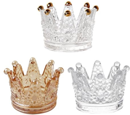 NOIAFZY Posacenere creativo in vetro per uso domestico a forma di corona candeliere gioielli tazza di stoccaggio corona perline dorate a forma di cristallo posacenere
