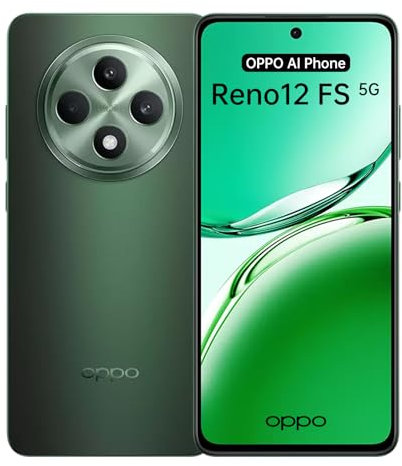 OPPO Reno12 FS 5G 12+512Go, IA Smartphone Android Débloqué, Téléphone Portable, Écran 120Hz 6,67 OLED, Dimensity 6300, Caméra AI 50+8+2MP, SUPERVOOC 45W, Batterie 5000mAh, Résistance IP64, NFC, Vert