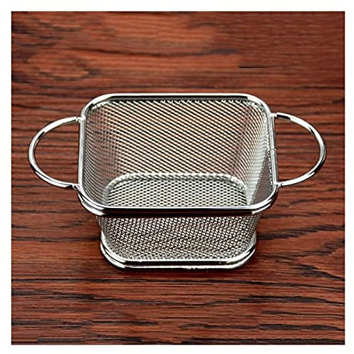 CTCOIJRN Filtro de alimentos fritos de cocina, cesta frita de acero inoxidable for patatas fritas, herramientas de cocina, cesta de filtro de grasa, espumadera for freír, freidora cuadrada, colador fo