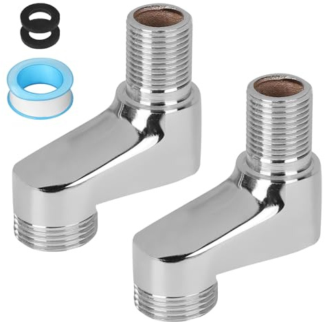 LALAGO Lot de 2 S-Raccord G1/2 à G3/4, Raccord Excentré Mitigeur Bain Douche Réglable 75-225mm, Raccord de Tuyau en Laiton Excentré, Accessoires de Connexion de Tube D'eau, Bras Pivotant d'Adaptateur | Adaptateur de robinet de douche en laiton massif réglable pour robinets muraux à pied de griffe, baignoires et salle de bain