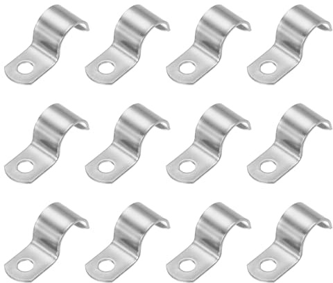 PATIKIL Attache Rigide Pour Tuyau 14mm 304 Acier Inoxydable 12 Pcs | Attache De Conduit, 1 Trou Support En U Epais, Attache De Tuyau Collier, Pour Tuyau Cable Fixation, (5/9)