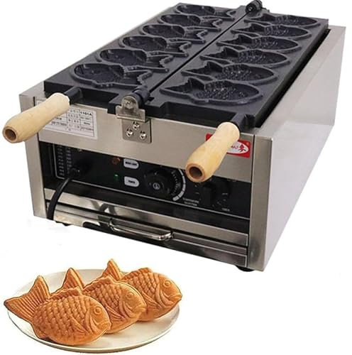DDZJTPP Taiyaki Fish Waffle Maker, Macchina Elettrica Commerciale per Taiyaki, Macchina per Waffle a Forma di Pesce con Rivestimento Antiaderente, per 6 Taiyaki, per Famiglie, Ristoranti,A