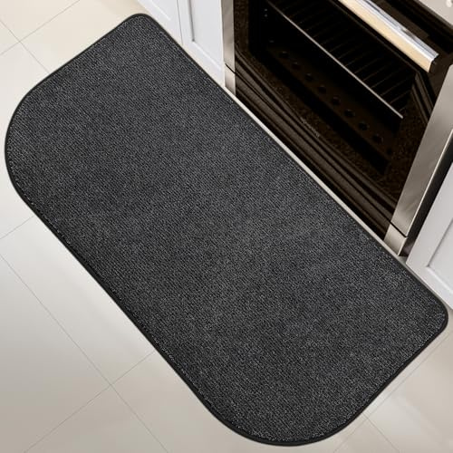 DOMUSTEX Waschbar Teppich Läufer 60x120cm Halbrund, küchenläufer, Schmutzfangmatte Innen, rutschfeste Badteppich für Küche, Badezimmer and Schlafzimmer