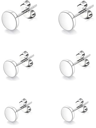 HinDaLi 3 Paires Boucles d Oreilles Plates Boucles d'oreilles en Argent 925 Boucles d'oreille Rondes Femme Bijoux Clous d'oreilles Argent 925 Petite Boucles d'oreilles pour Femme Homme Fille