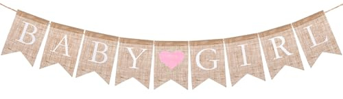 HekouJiub Baby Girl Banner Gender Reveal Party Deko Babyparty Dekorationen Banner für Mädchen Girlande Babyparty Leinen Mädchen Schild Gender Reveal Party Girlande Baby Shower Deko (Rosa)