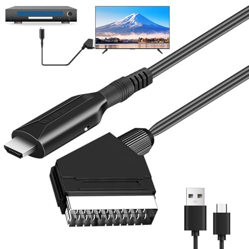 GBKDQQ Cavo SCART a HDMI: convertitore HD adattatore video audio trasduttore su 1080p/720p con cavo adatto per HDTV STB VHS VCR PS3 Sky DVD Blu ray, cavo da 1 m
