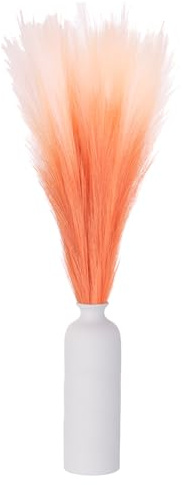 QUARKZMAN Pampasgras Künstlich Orangeverlauf, 6 Stück 45cm | Boho-Deko-Kunstblumen für Flur, Fensterbank, Büro, Schlafzimmer und Wohnzimmer