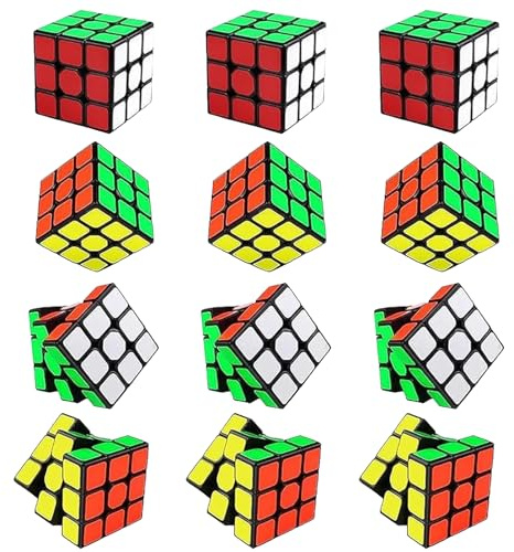 12 Stück Speed Cube 3x3, Mini Zauberwürfel Set, Original Zauberwürfel Cube Spielzeug, Mini Würfel Puzzle für Kinder Erwachsene, Magischer Würfel für Mitgebsel Geburtstags Geschenk Reisespiele (A)