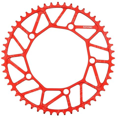 TANGSIYANG Kettenblatt Klappfahrrad schmale breite Zähne 130BCD Kettenblatt 46 48 50 52 56 58T Kettenrad Aluminiumlegierung Fahrradkurbelgarnitur(52T red)