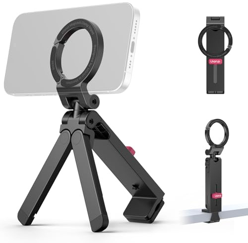 ULANZI MA88 magnetiskt mobiltelefonstativ, starkaste magnetiska mobiltelefonhållare, 360° roterbar, mini selfiepinne, kompatibel med iPhone 17 16 15 14 13 12 magsafe, karbinhake formad maglock bärbar