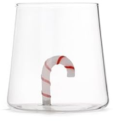 H&H Bicchiere in vetro borosilicato 48 cl con decoro Candy Cane
