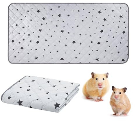 70x142cm Meerschweinchen Unterlage Waschbar: Pipipads Meerschweinchen | Grau Stern, Wasserdichte Super Saugfähige Wiederverwendbare Kleintiermatten für Käfig Auslauf