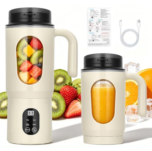 Personal Blender Smoothies Maker,12 Blades 580ML Portable Mixer Cup for Shakes, Juices, Rechargeable Mini blender for Travel Sports Kitchen, USB-C Charging