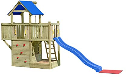 Gartenpirat Spielturm Galeone mit Rutsche und Kletterwand, Spielhaus, Sandkasten