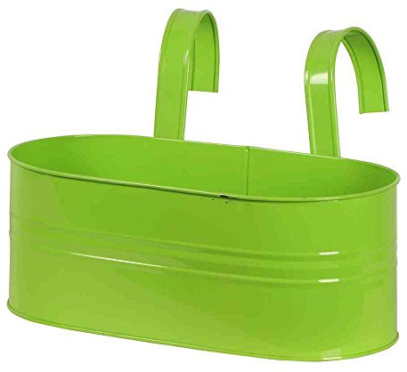 Siena Garden Blumenkasten oval, Pflanzkasten, Blumentop, grün, inkl. Halter, 722640 | Siena Garden, wetterfest, Kunststoff, Balkonhalterung, Pflanzgefäß, UV-beständig, Balkon, Terrasse, langlebig, Garten