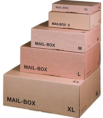 karton-billiger Mail-Box Versandschachtel, XS, S, M, L, XL in 3 Farben, 20Stück (M - 331x241x104mm, braun)