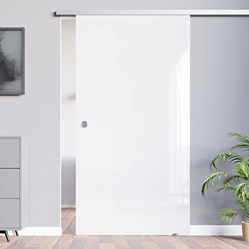 BV-1025W-AS: Schiebetürsystem VSG 1025x2050x8mm hochglanz weiß; Schienensystem ALU SlimLine SoftStop; Griffmuschel