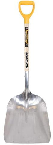 True Temper 2681200 Aluminum Scoop with D-Grip and Hardwood Handle, Silver
